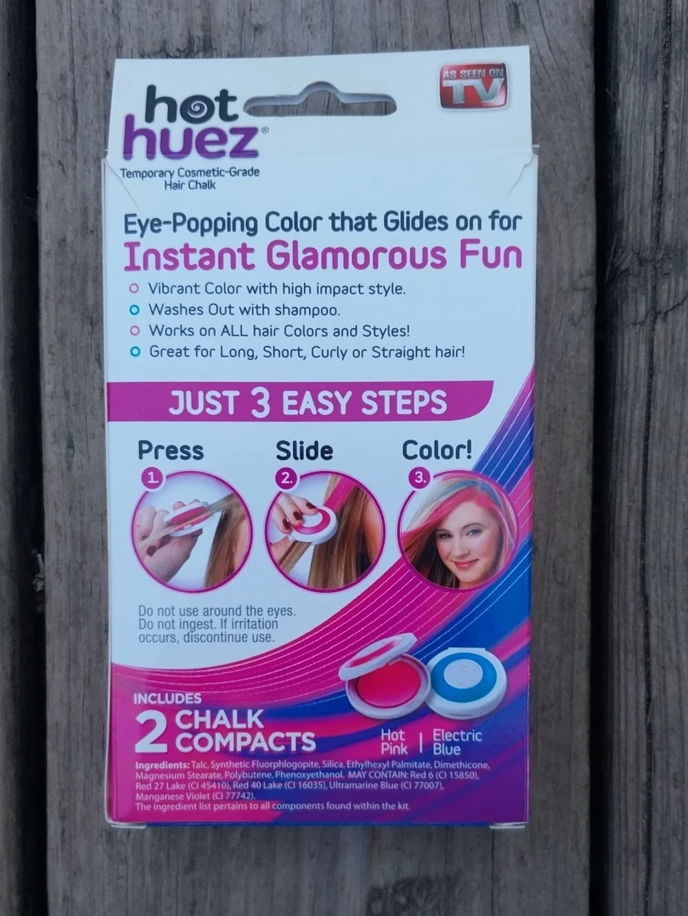Hot Huez Temporary Hair Chalk - Hot Pink And Electric Blue